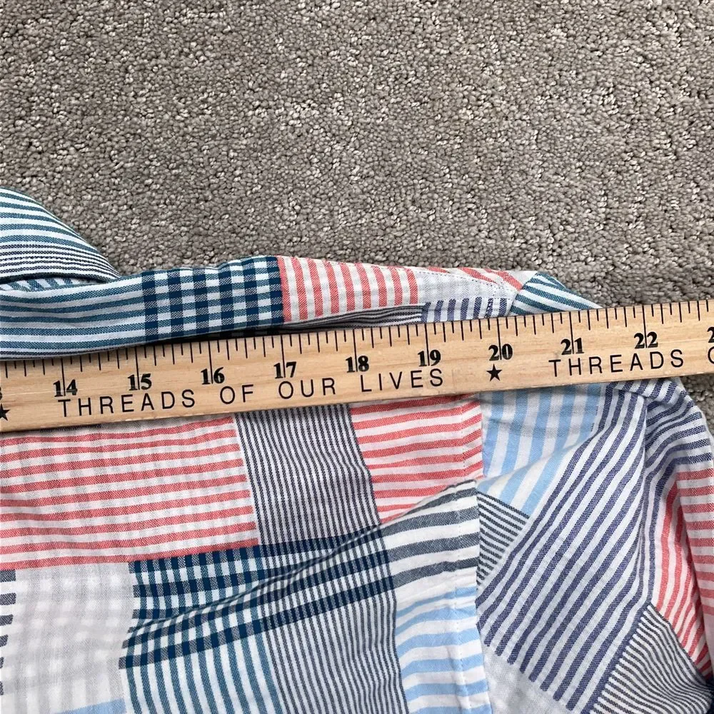 Brooks Brothers Shirt Men L Red Blue Check Plaid Gingham‎ OCBD Patchwork